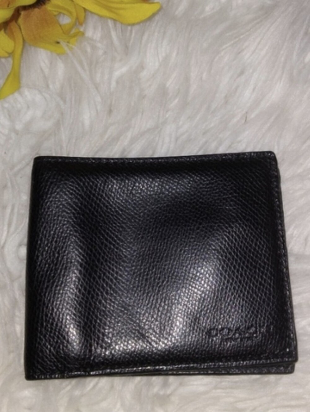 Men's Coach Black Leather Billfold Wallet